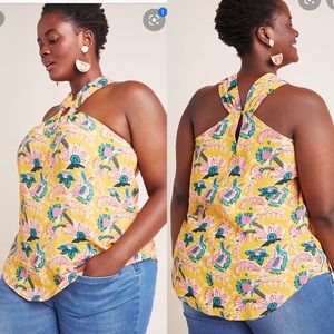 Anthropologie yellow mica sleeveless blouse